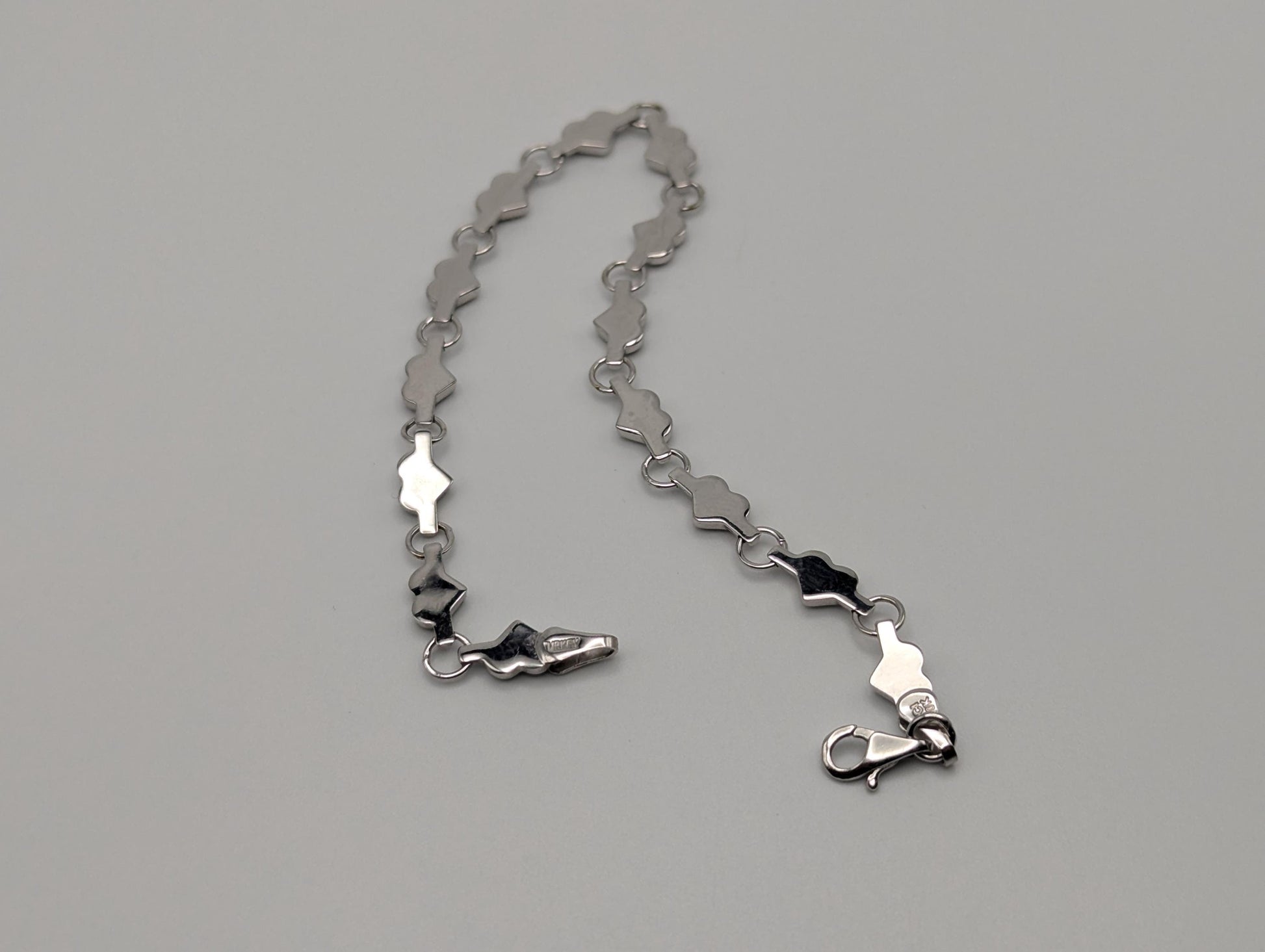 10k Heart White Solid Gold Love Bracelet 7" Gold Heart Bracelet Chain