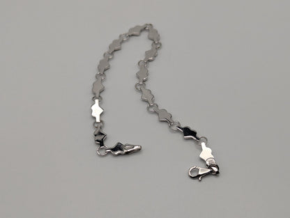 10k Heart White Solid Gold Love Bracelet 7" Gold Heart Bracelet Chain