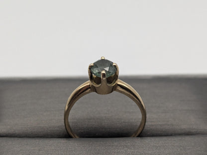 14k Yellow Gold Light Blue Sapphire Diamond Wedding Engagement Band Promise Ring