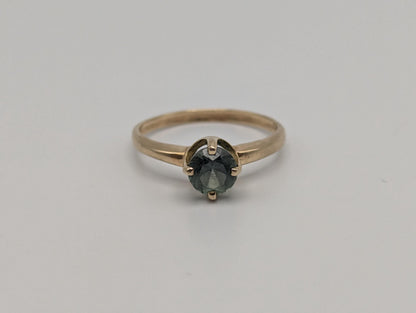 14k Yellow Gold Light Blue Sapphire Diamond Wedding Engagement Band Promise Ring