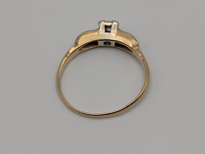 Antique Art Deco 14k Yellow Gold Cathedral Diamond Engagement Wedding Ring