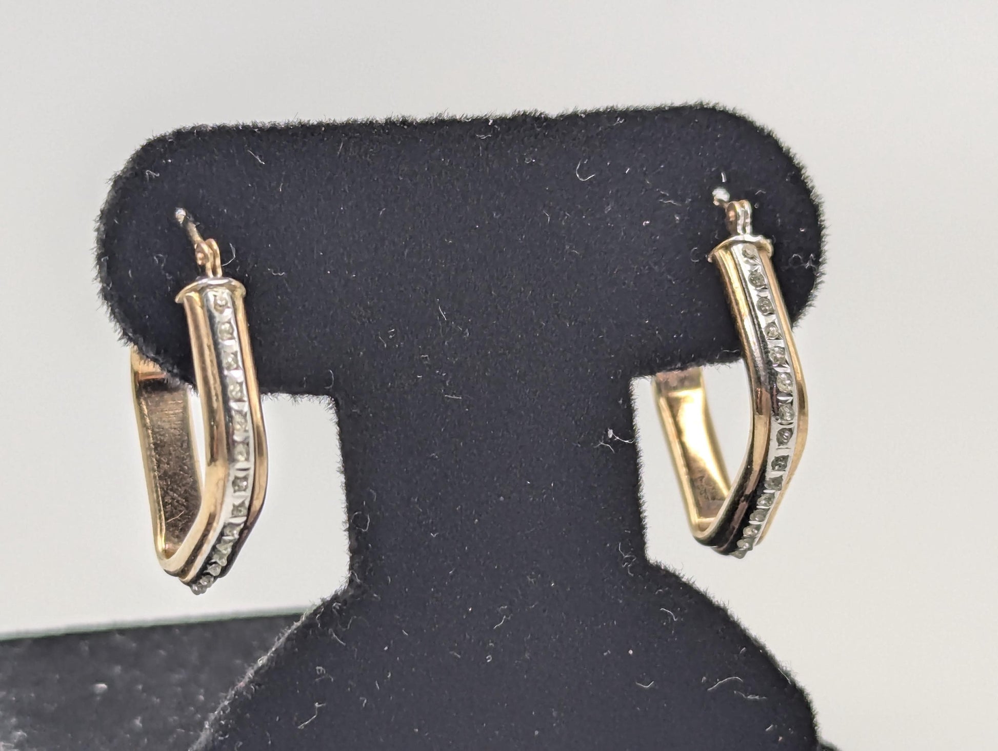 10k Large Yellow Gold Square Diamond Hoops. Square Hoops. Hoop Earrings.