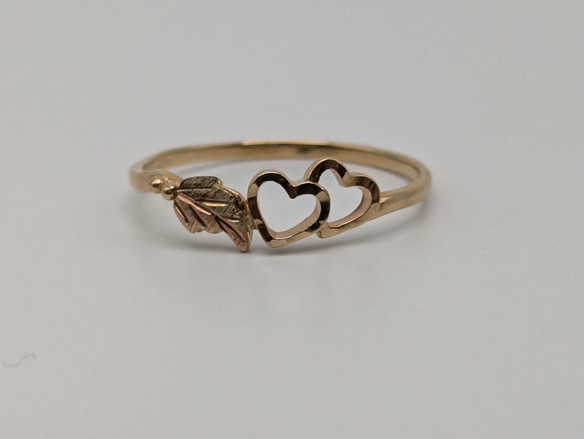 10k Multi-tone Gold Black Hills Heart Ring. Rose Gold Heart Vine Ring.