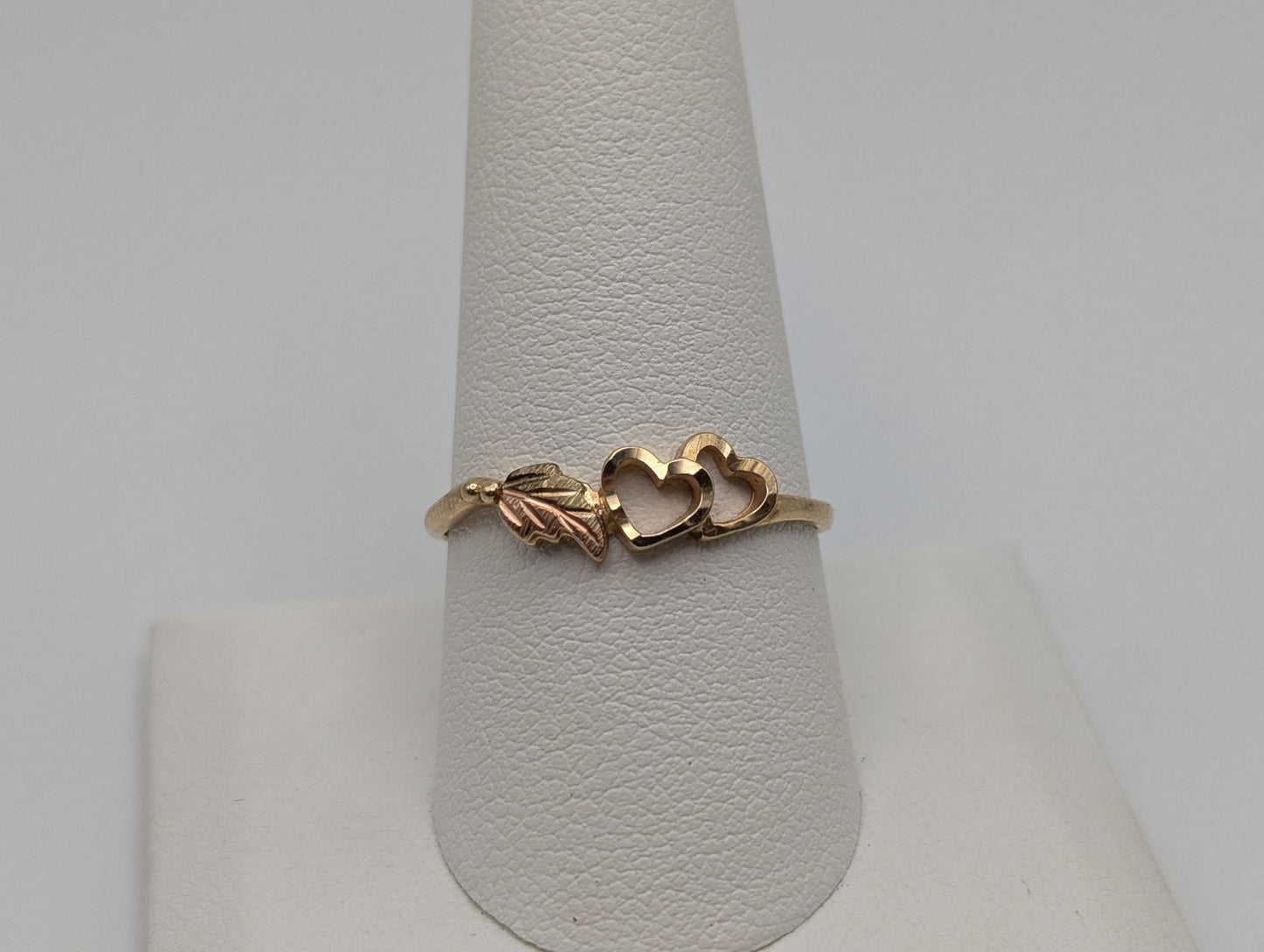 10k Multi-tone Gold Black Hills Heart Ring. Rose Gold Heart Vine Ring.