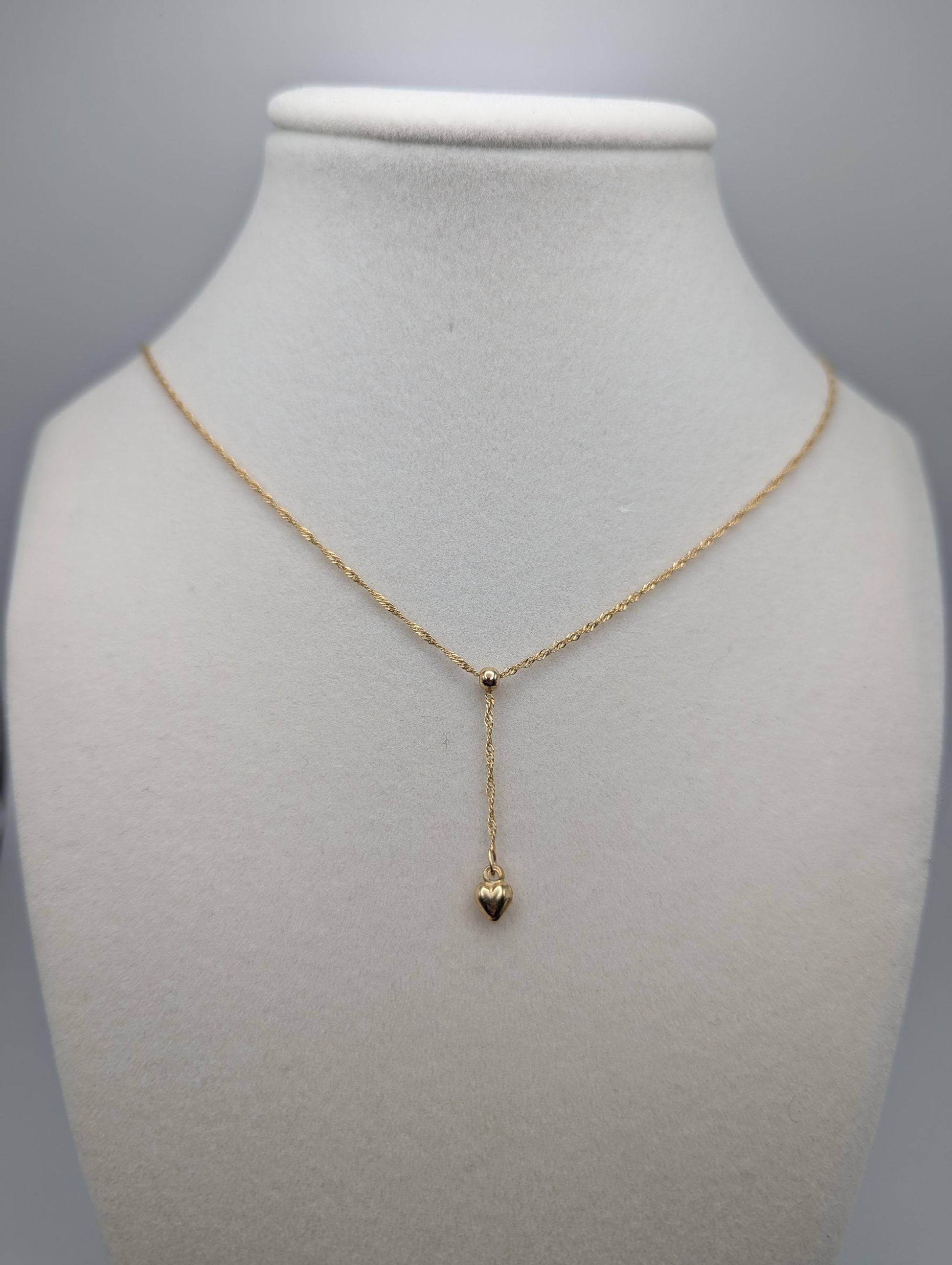 10k Italy Gold Love Heart Pendant Necklace w/ GF Necklace Extention Chain Necklace