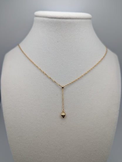 10k Italy Gold Love Heart Pendant Necklace w/ GF Necklace Extention Chain Necklace