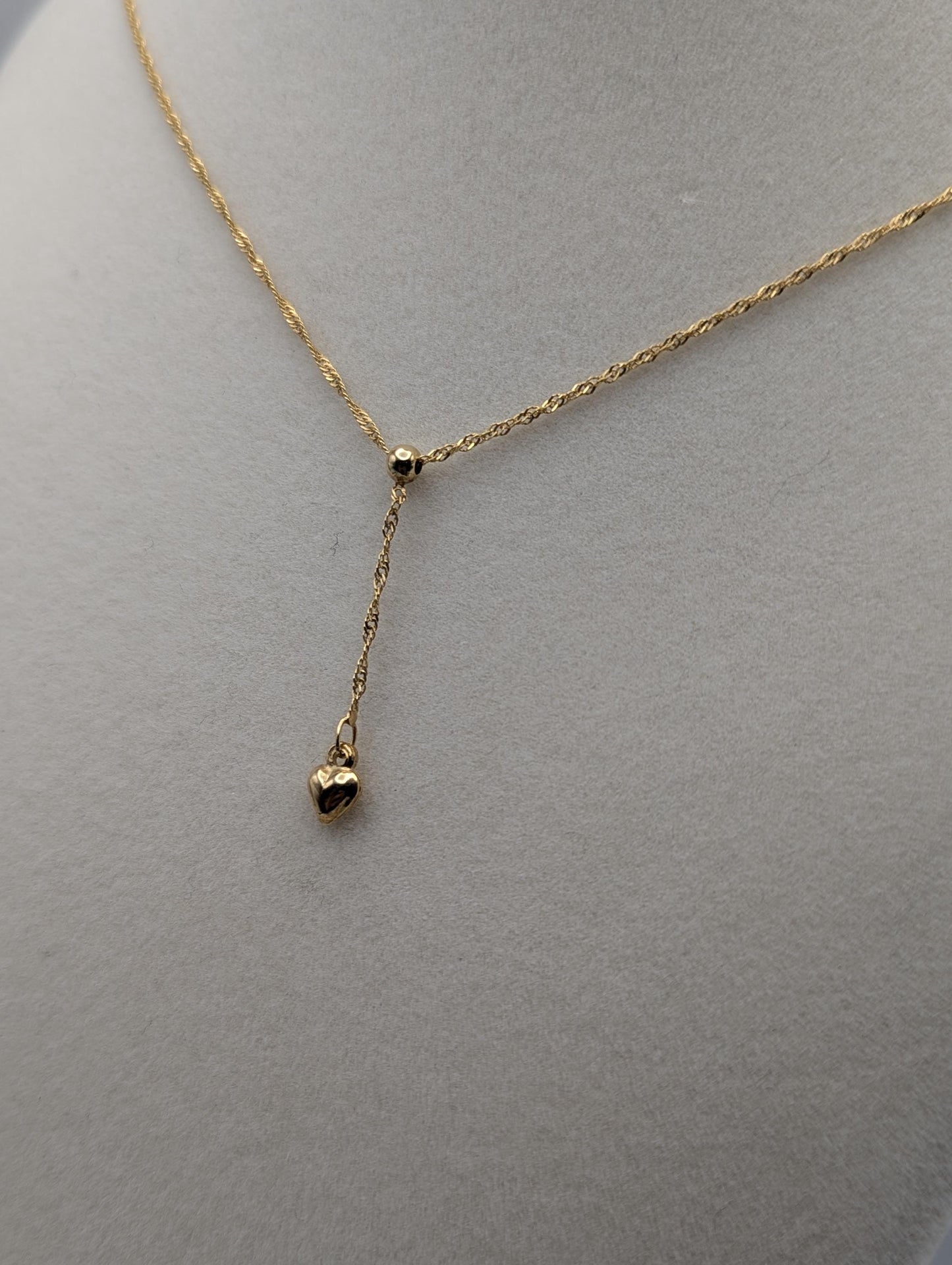 10k Italy Gold Love Heart Pendant Necklace w/ GF Necklace Extention Chain Necklace