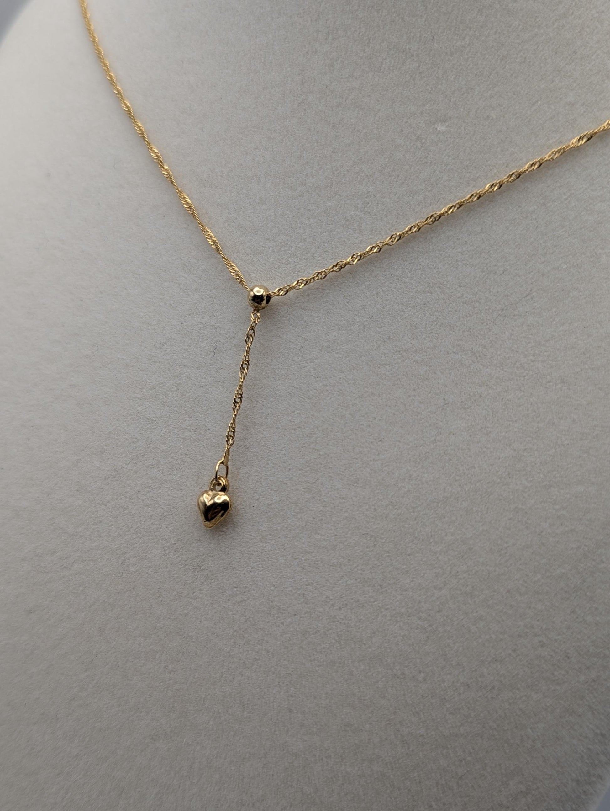 10k Italy Gold Love Heart Pendant Necklace w/ GF Necklace Extention Chain Necklace