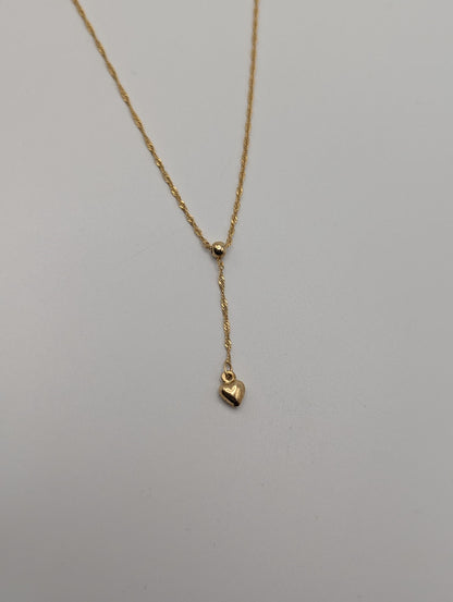 10k Italy Gold Love Heart Pendant Necklace w/ GF Necklace Extention Chain Necklace