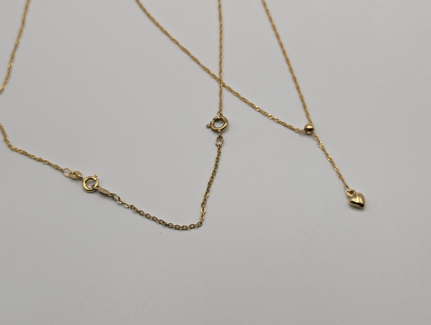 10k Italy Gold Love Heart Pendant Necklace w/ GF Necklace Extention Chain Necklace