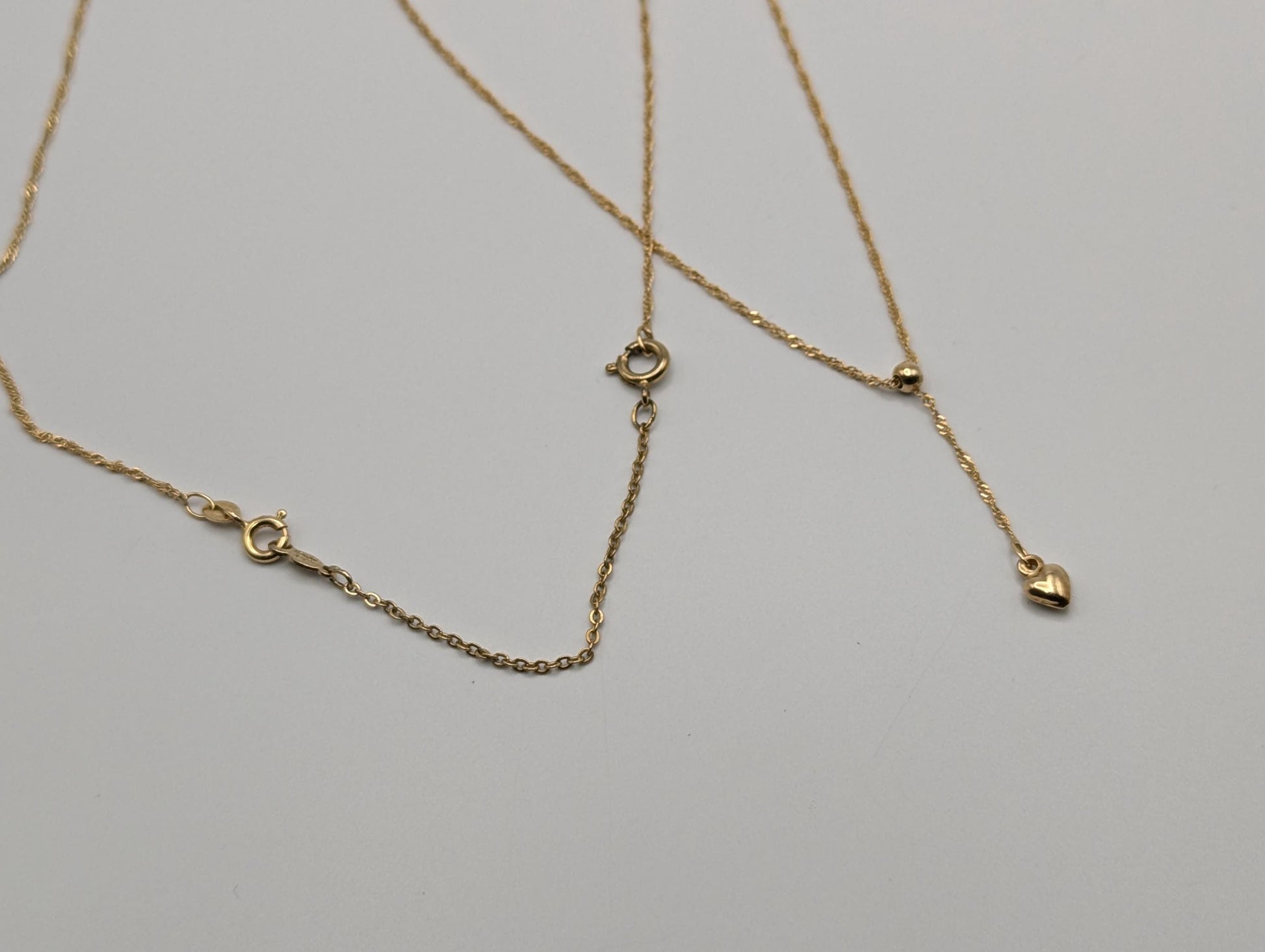 10k Italy Gold Love Heart Pendant Necklace w/ GF Necklace Extention Chain Necklace