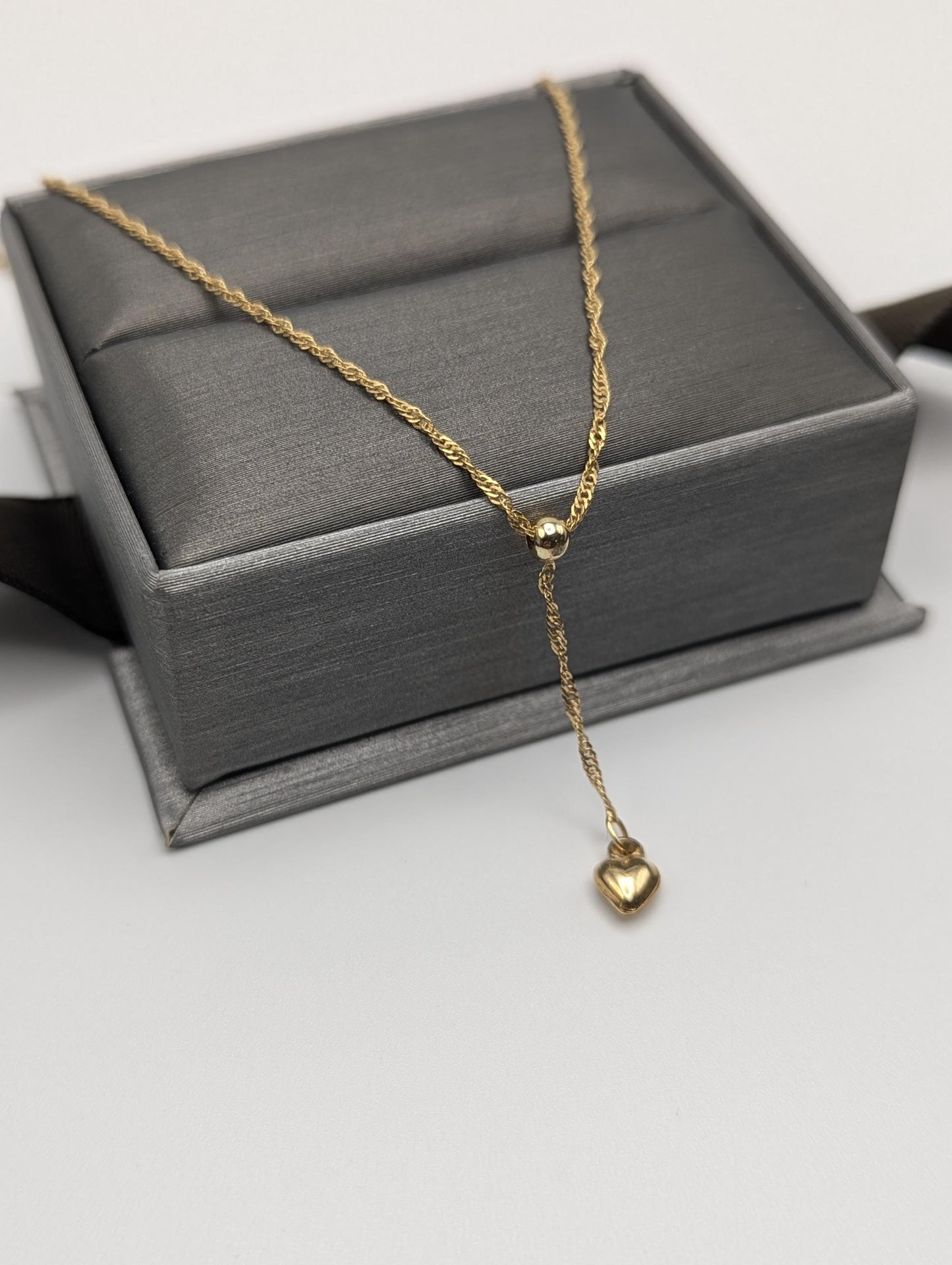 10k Italy Gold Love Heart Pendant Necklace w/ GF Necklace Extention Chain Necklace