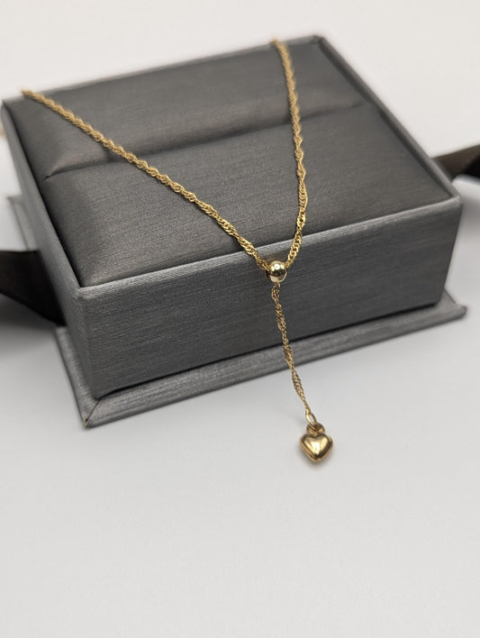 10k Italy Gold Love Heart Pendant Necklace w/ GF Necklace Extention Chain Necklace