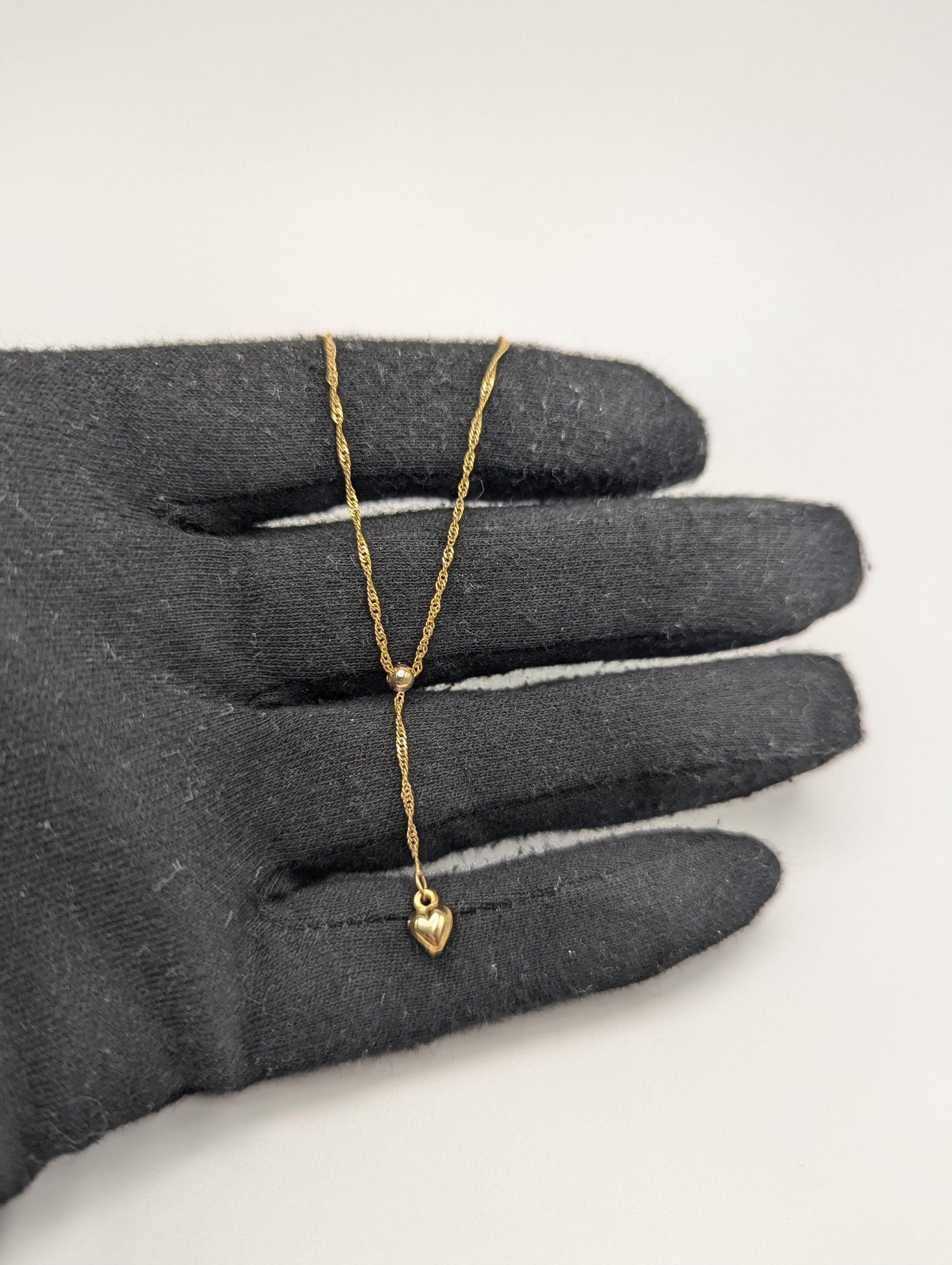 10k Italy Gold Love Heart Pendant Necklace w/ GF Necklace Extention Chain Necklace