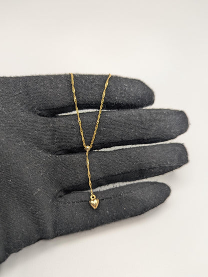 10k Italy Gold Love Heart Pendant Necklace w/ GF Necklace Extention Chain Necklace