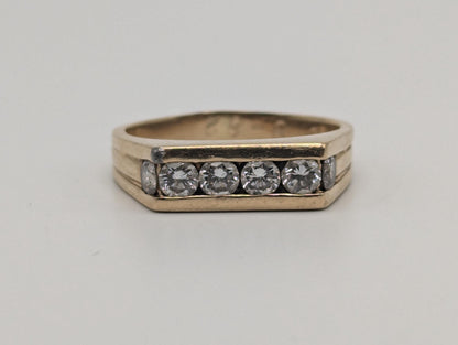 14k Heavy 6gr Solid Gold Diamond 1.1 ct Wedding Anniversary Ring Wide Band