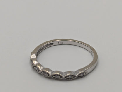 10k White Womens Diamond Stackable Art Deco Ring Half Eternity Band Wedding Band