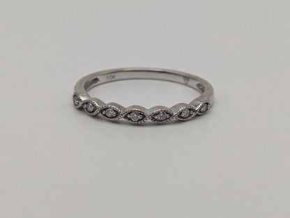 10k White Womens Diamond Stackable Art Deco Ring Half Eternity Band Wedding Band