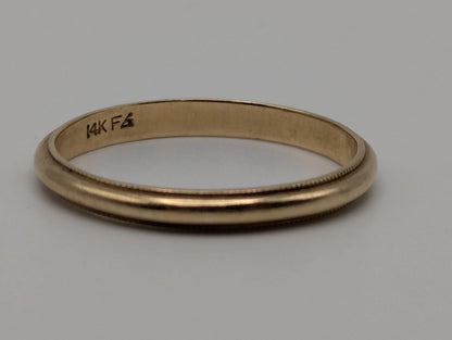 Vintage 14K Yellow Gold Wedding Band Milgrain Edge Comfort Fit Ring Classic Wedding Band