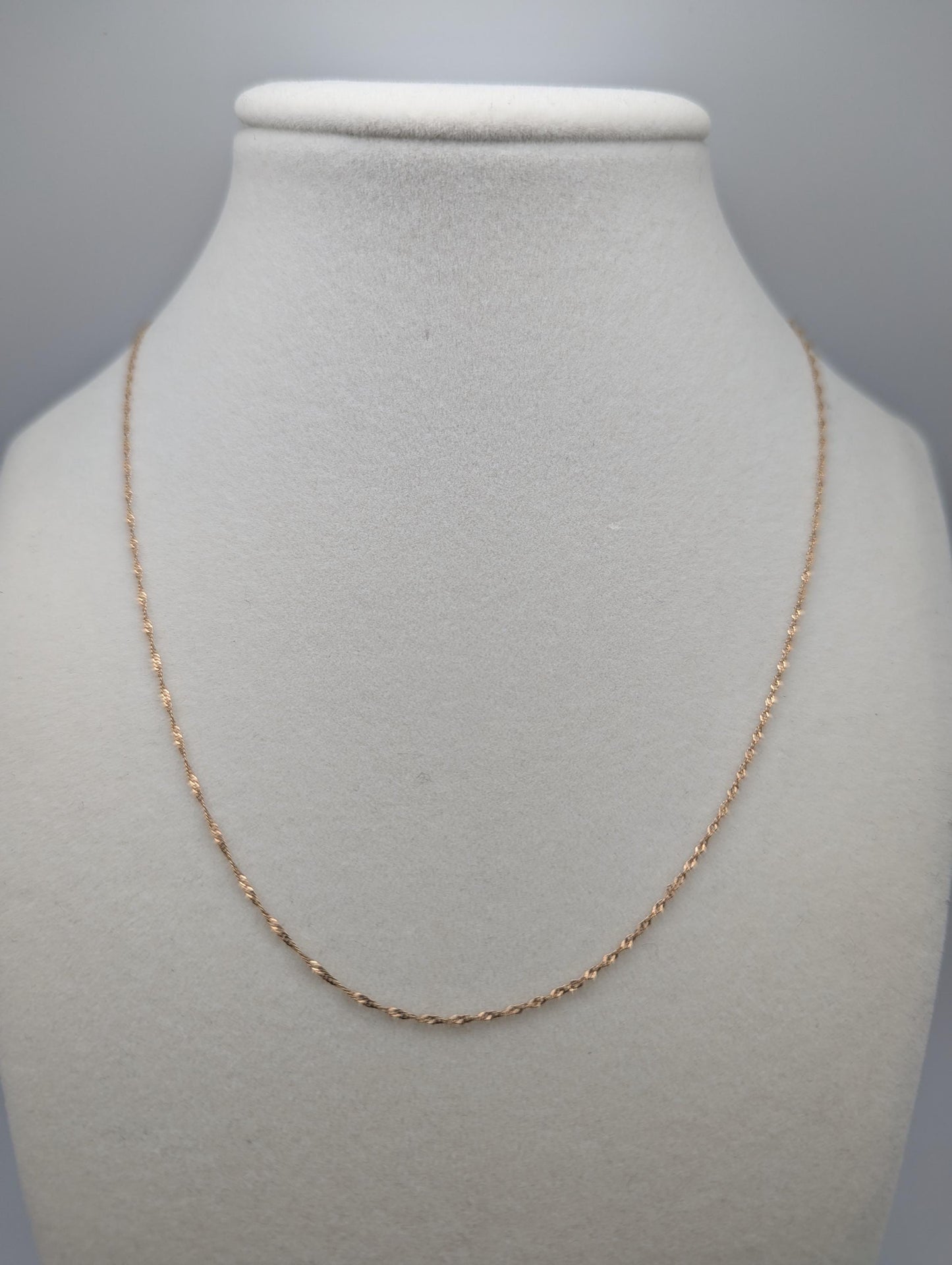 14k Italy Rose Gold Dainty Twisted Rope Chain Necklace 17" Classic Chain