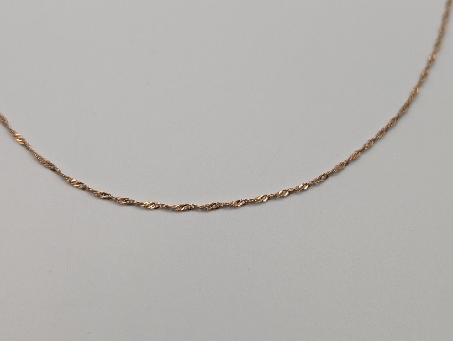 14k Italy Rose Gold Dainty Twisted Rope Chain Necklace 17" Classic Chain