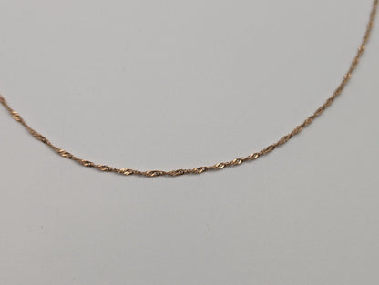 14k Italy Rose Gold Dainty Twisted Rope Chain Necklace 17" Classic Chain