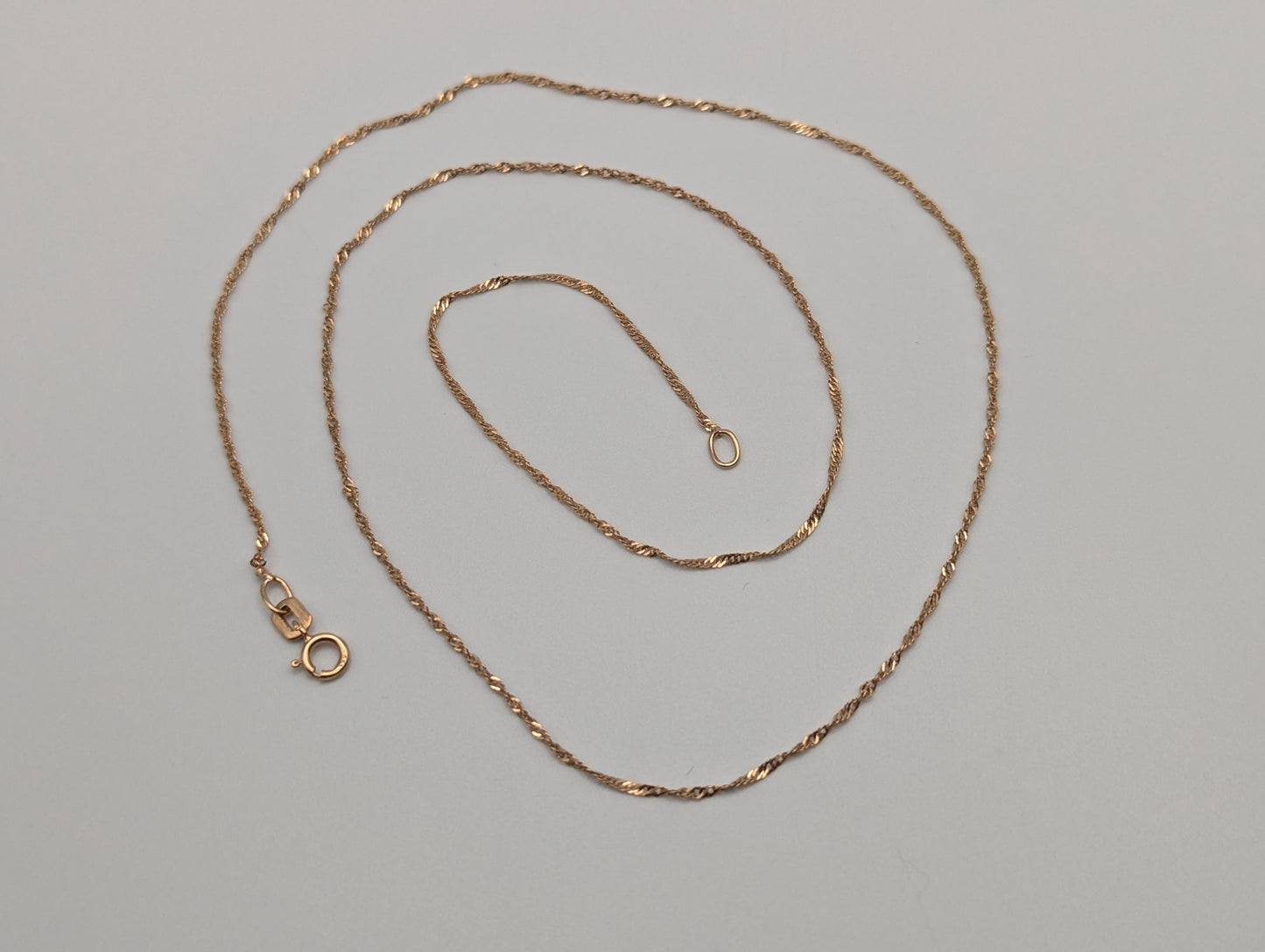 14k Italy Rose Gold Dainty Twisted Rope Chain Necklace 17" Classic Chain