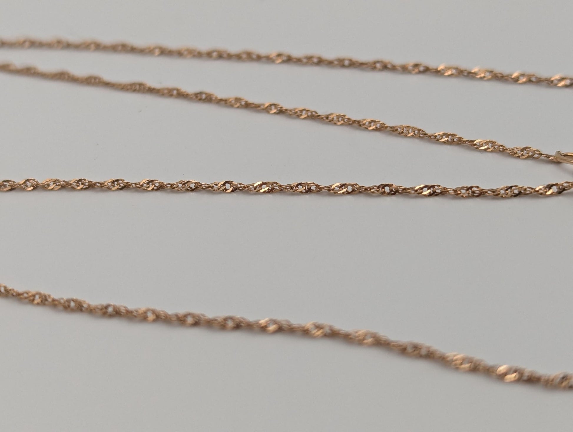 14k Italy Rose Gold Dainty Twisted Rope Chain Necklace 17" Classic Chain