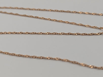 14k Italy Rose Gold Dainty Twisted Rope Chain Necklace 17" Classic Chain