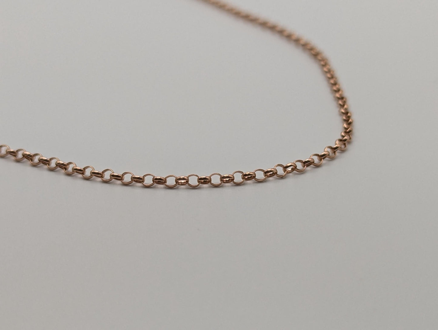 14k ITALY Rose Gold Dainty Link Chain Necklace 17" Classic Chain