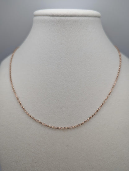 14k ITALY Rose Gold Dainty Link Chain Necklace 17" Classic Chain