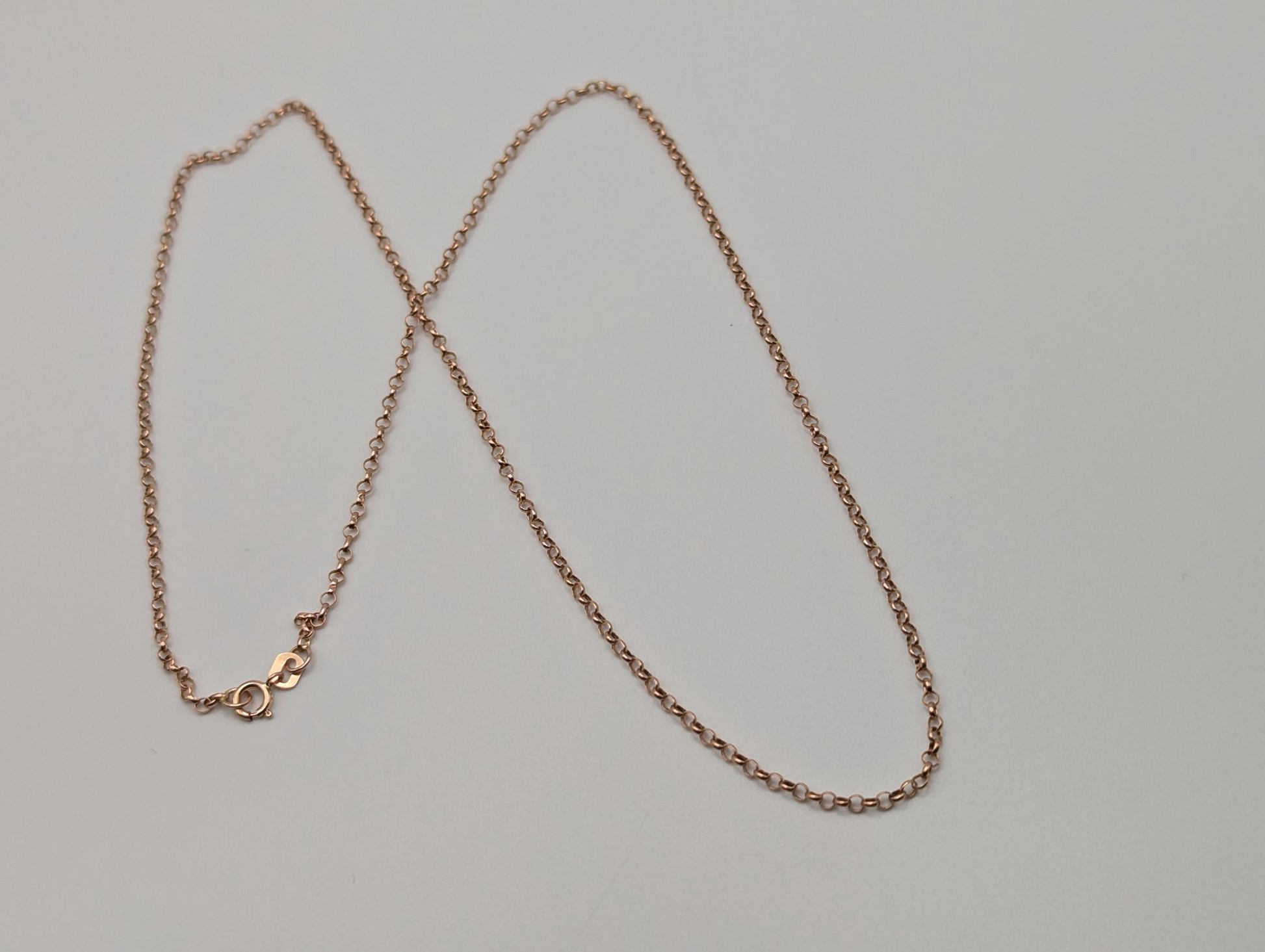 14k ITALY Rose Gold Dainty Link Chain Necklace 17" Classic Chain