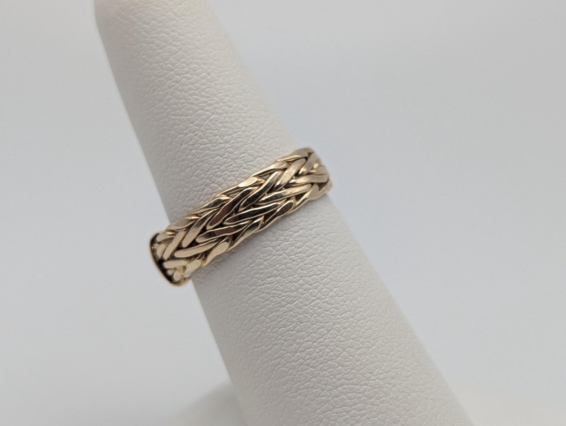 14k Solid Gold Polished Byzantine Wedding Wide Cigar Band Ring