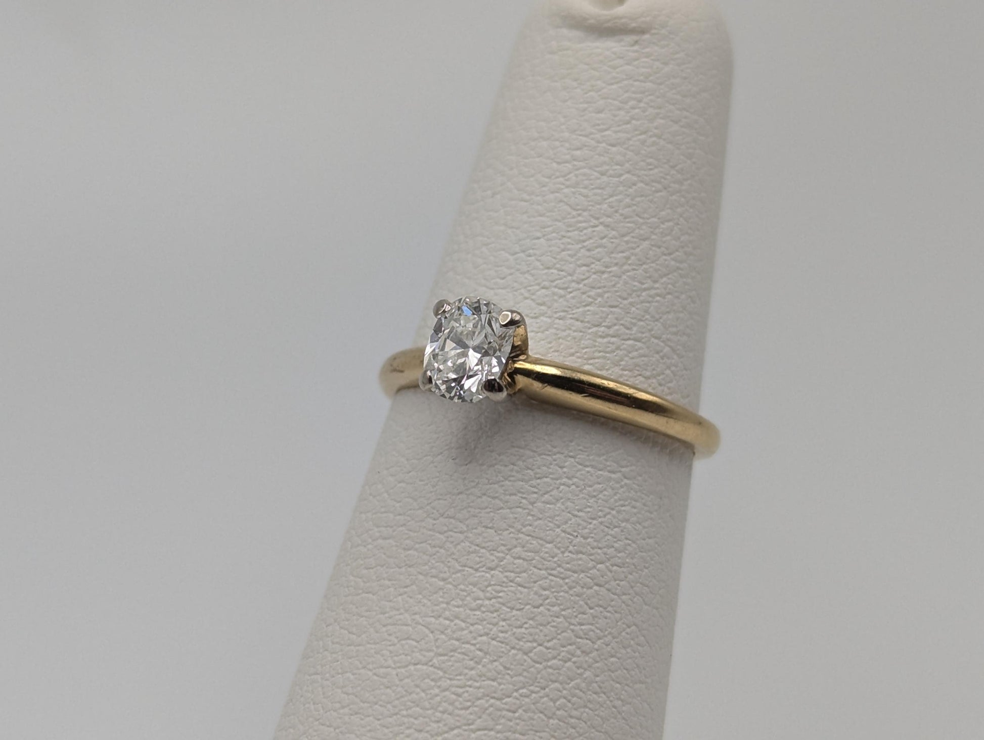 APPRAISED! 18k Yellow Gold .48ct Diamond Oval Solitaire Wedding Promise Engagement Ring