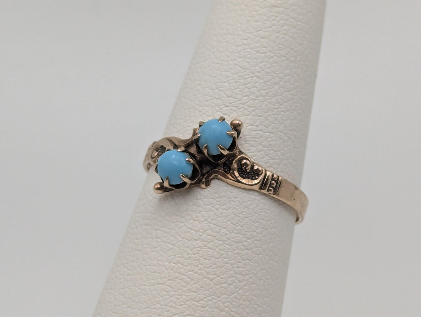 Antique 10k Turquoise Rose Gold Victorian Cluster Ring Art Deco Turquoise Wedding Ring