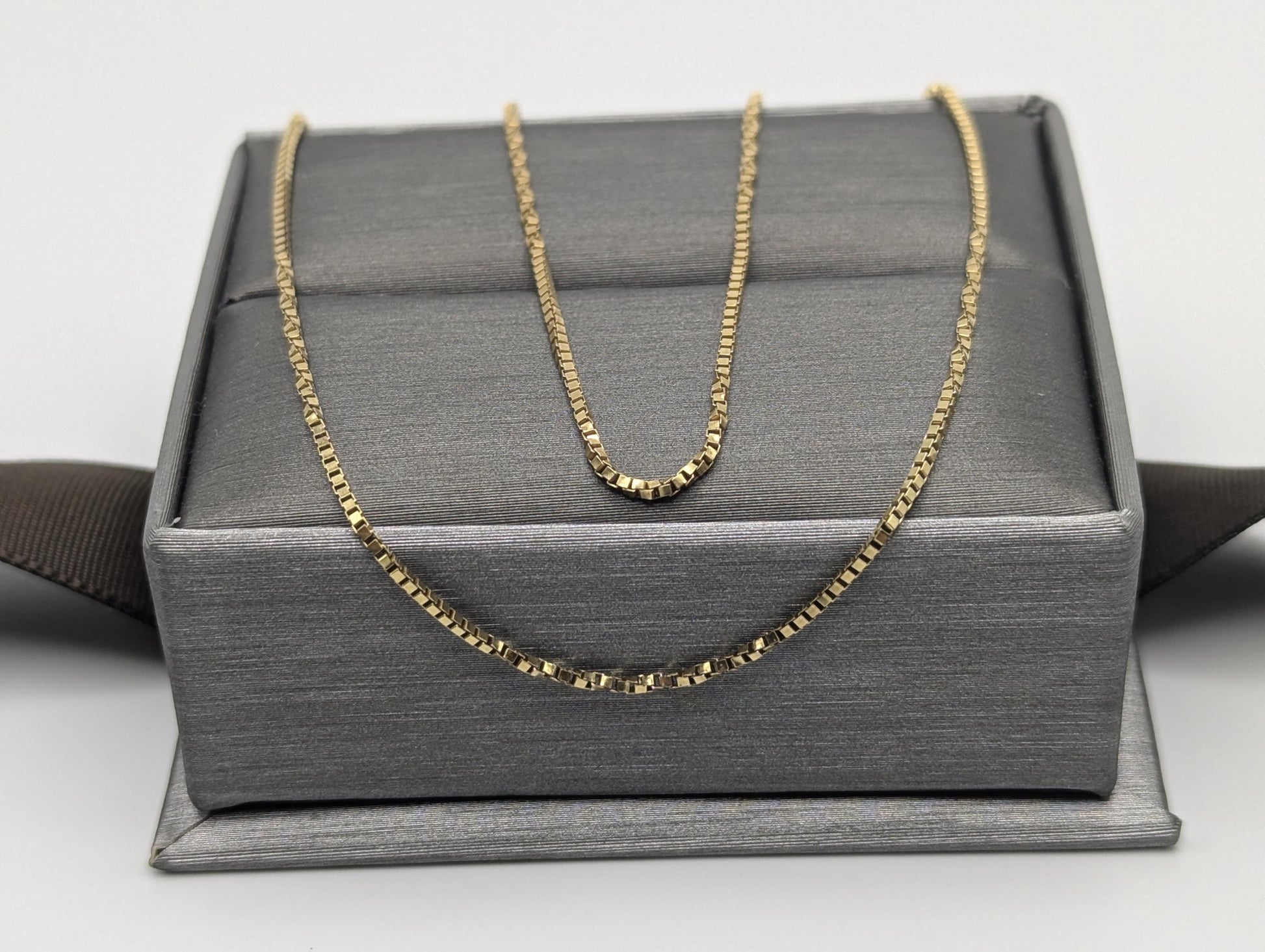 14k Italy Boston Custom Box Link Chain Necklace 30" Yellow Gold Italian Chain