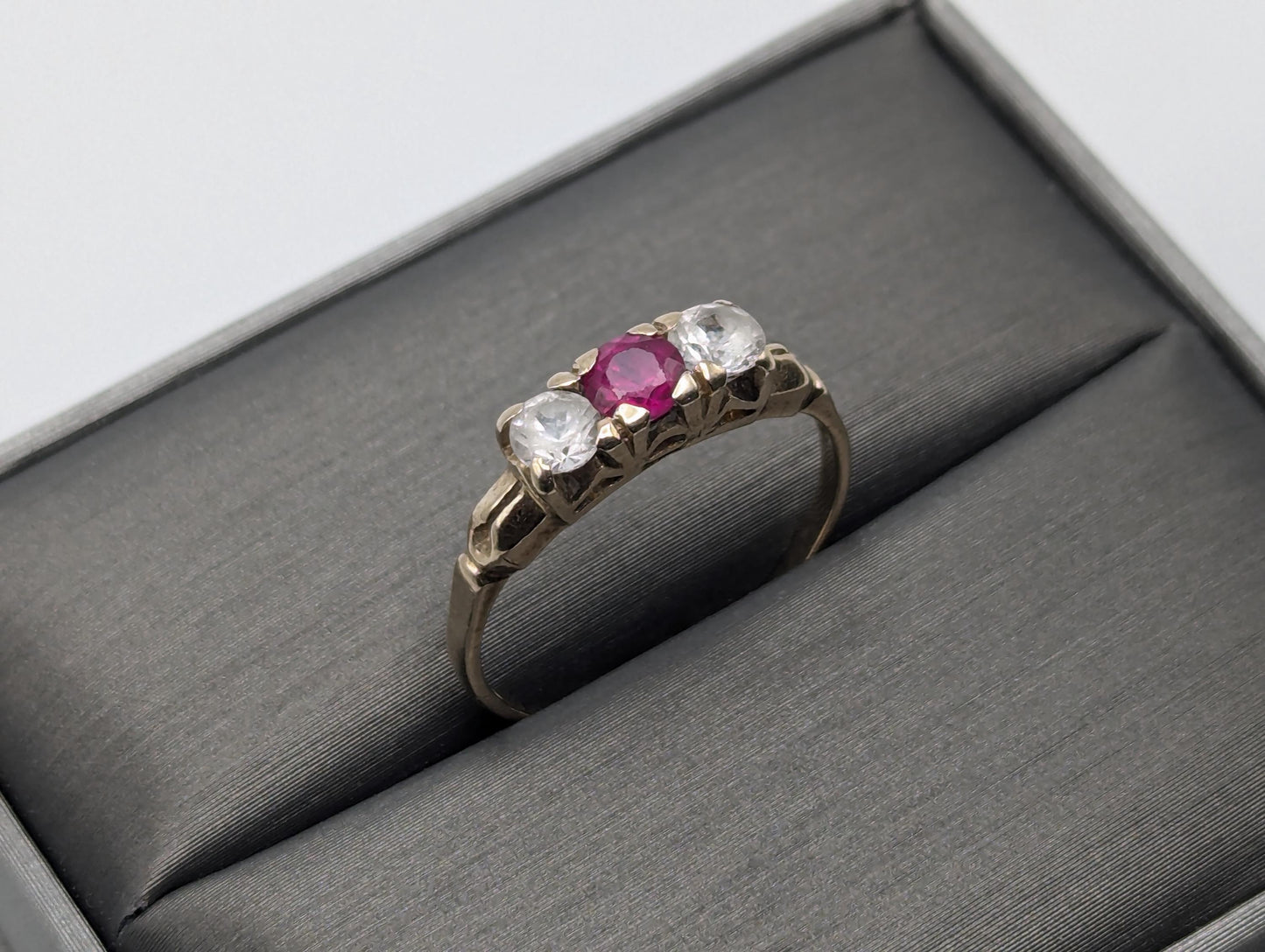 10k Yellow Gold Ruby Quartz Ring Promise Engagement Wedding band