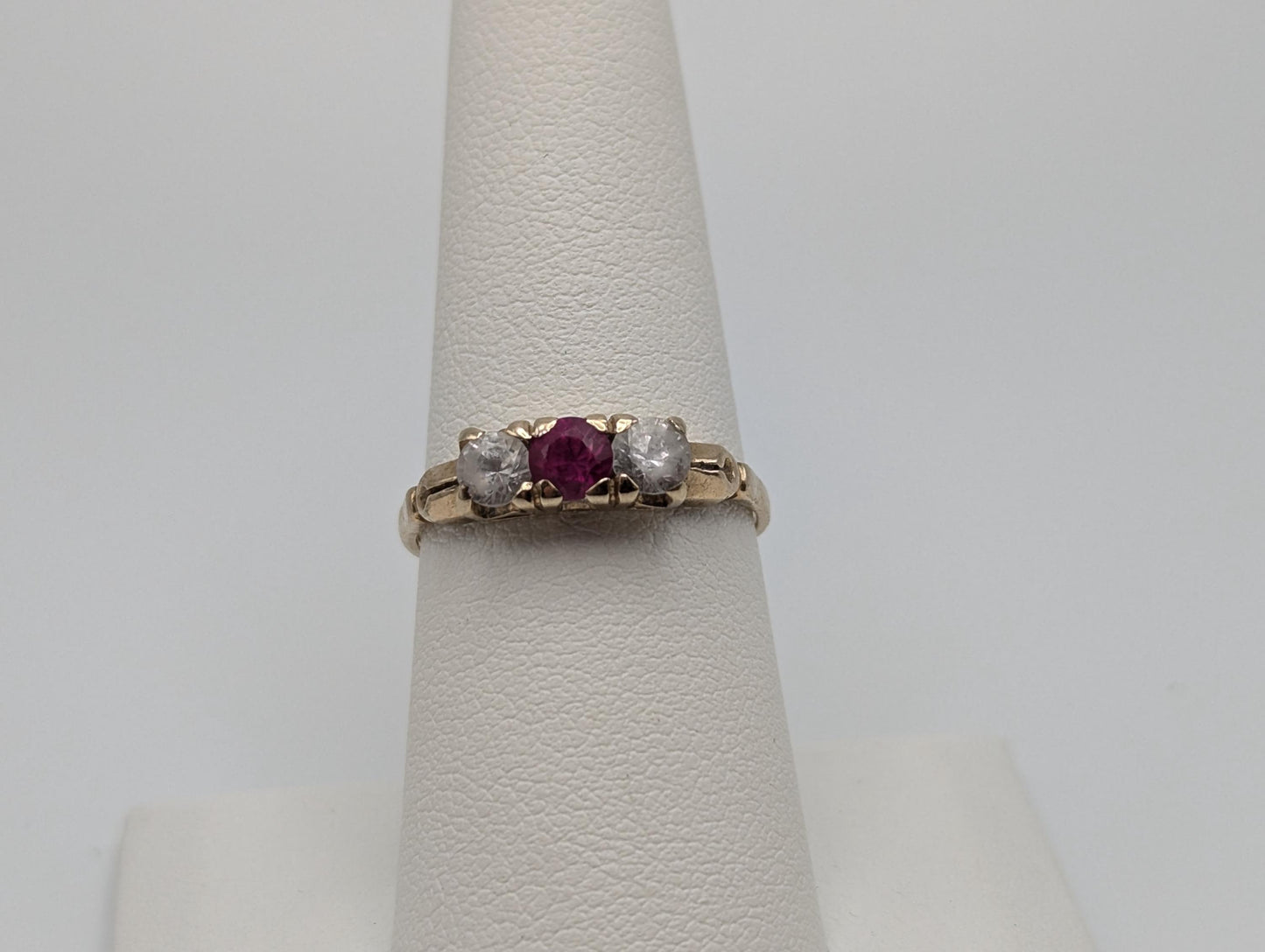 10k Yellow Gold Ruby Quartz Ring Promise Engagement Wedding band