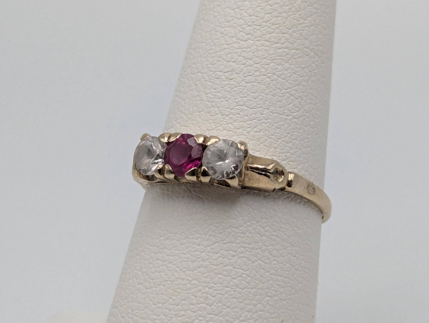 10k Yellow Gold Ruby Quartz Ring Promise Engagement Wedding band