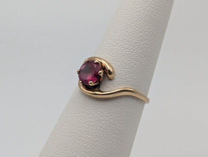 10k Yellow Gold Diamond Princess-Cut Ruby Ring Promise Engagement Wedding Band.
