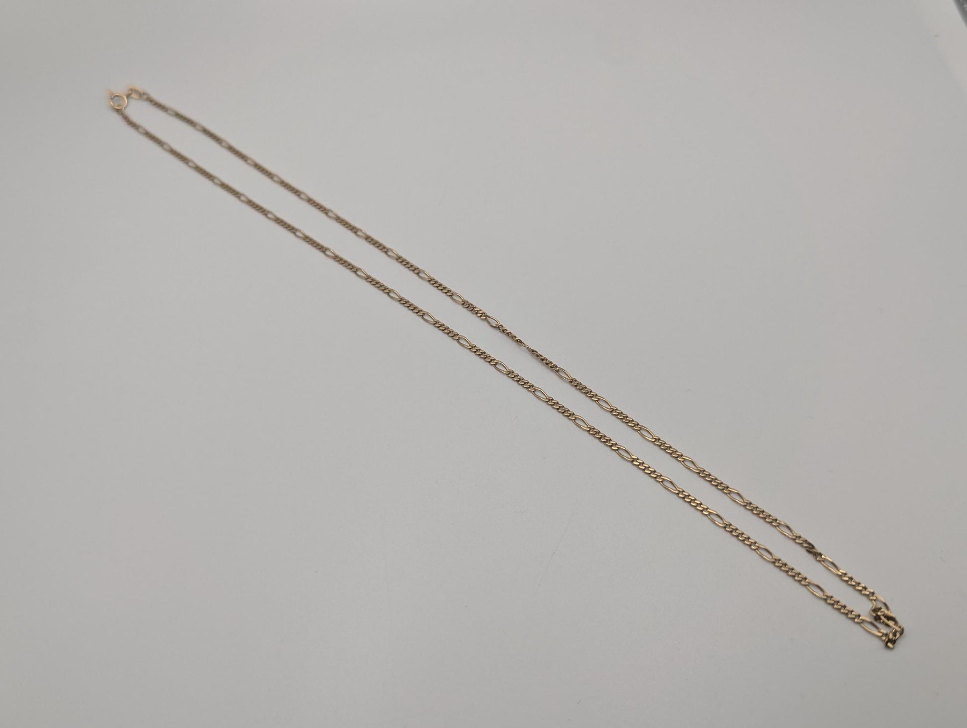 Israel 14K Yellow Figaro Chain Necklace 18" Speciality Figaro Chain