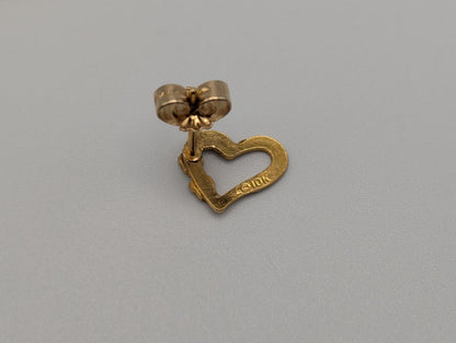 10k 12k Black Hills Gold Heart Earrings Tri Color Vintage Pierced Studs Gold Heart Earring