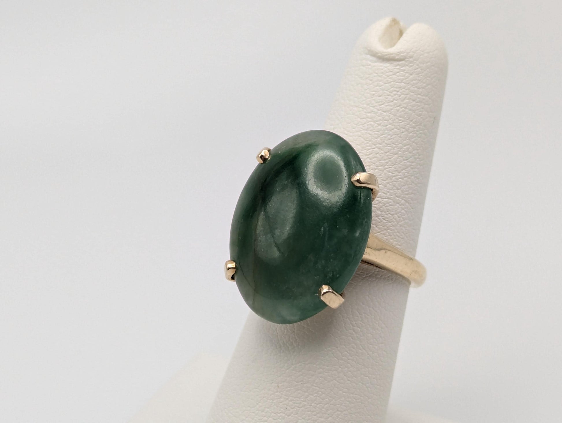 Vintage 14k Gold 10gr Genuine Oval 16ct Emerald Ring Dinner Statement Ring