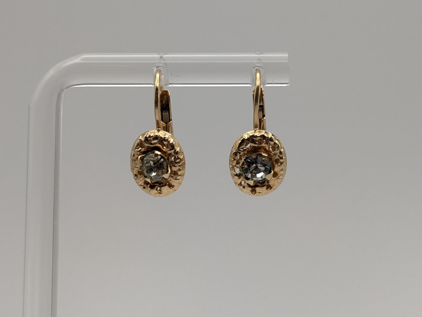 14K Gold Cubic Zirconia Drop Earrings. 14k Yellow Gold Drop Earrings.
