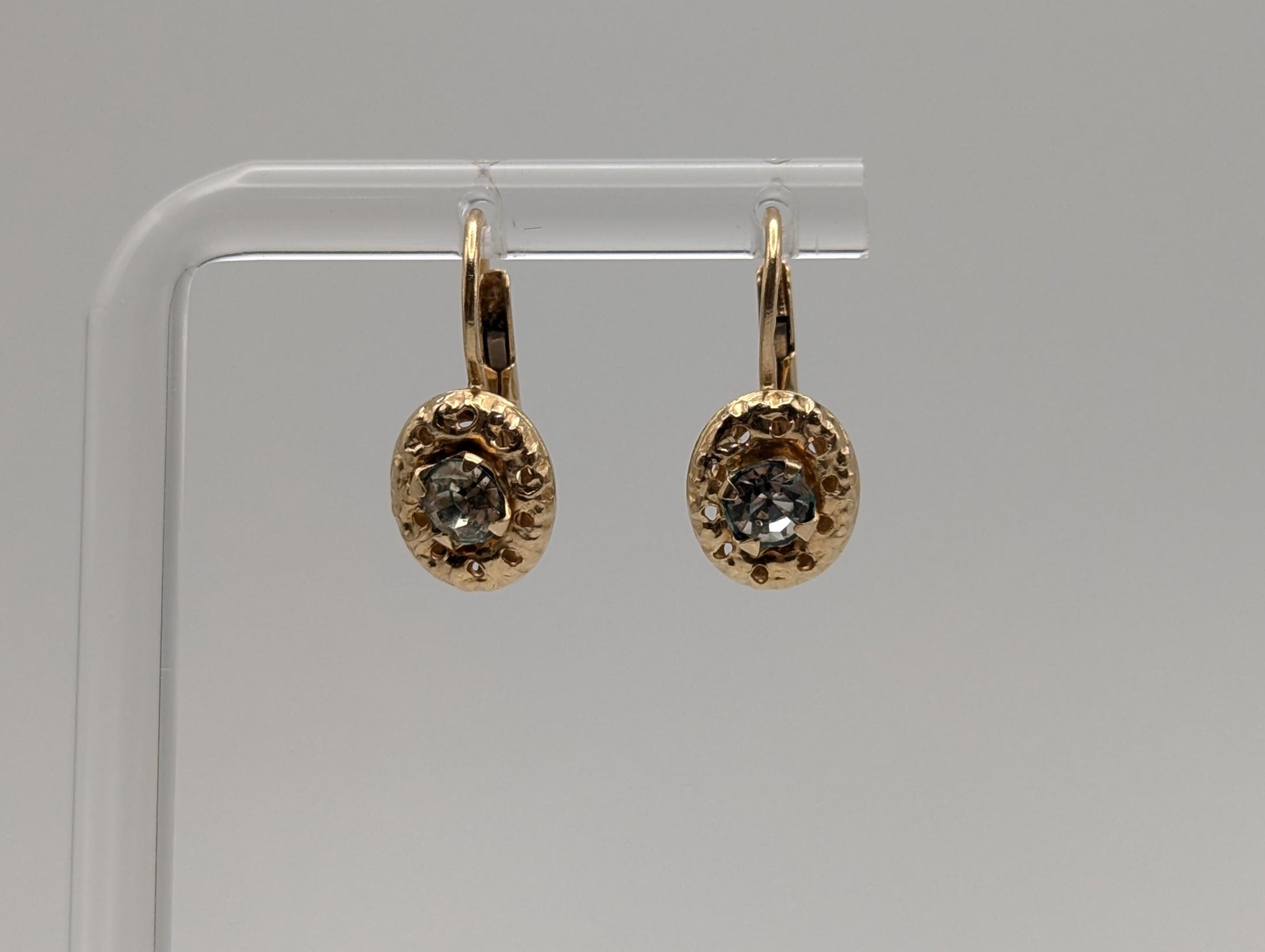 14K Gold Cubic Zirconia Drop Earrings. 14k Yellow Gold Drop Earrings.