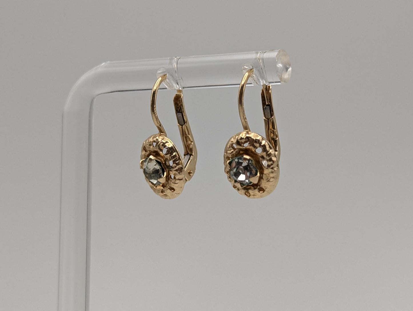 14K Gold Cubic Zirconia Drop Earrings. 14k Yellow Gold Drop Earrings.