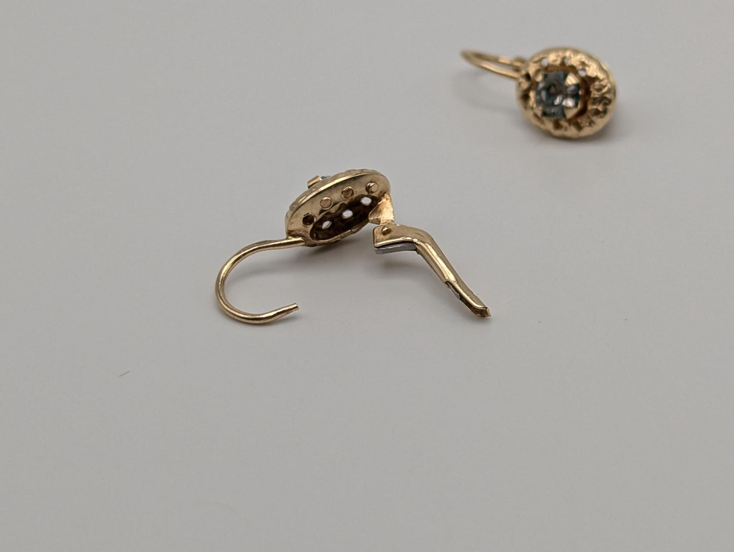 14K Gold Cubic Zirconia Drop Earrings. 14k Yellow Gold Drop Earrings.