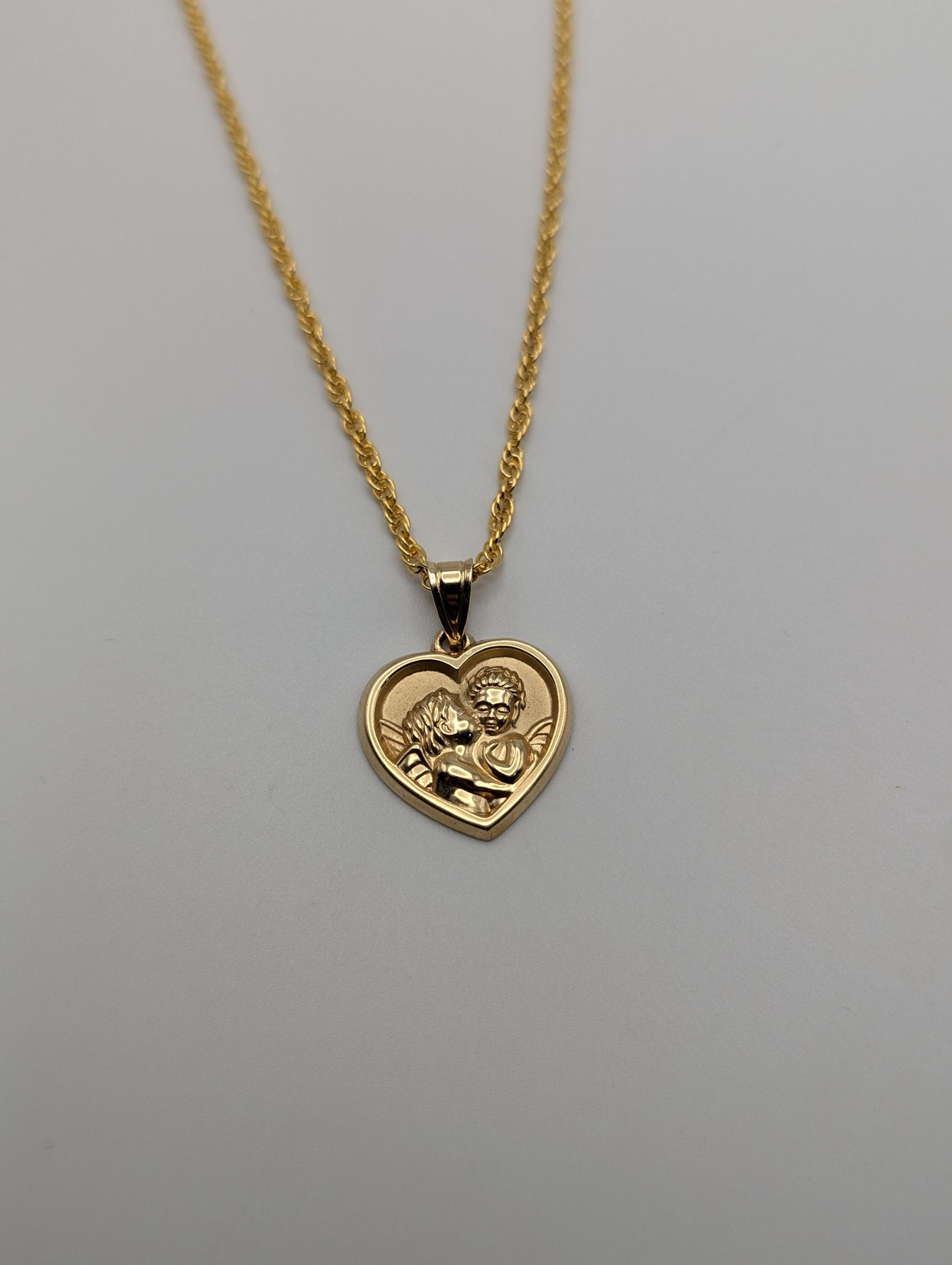 14k Yellow Gold Angel Heart Pendant w Complimentary GF 14k Necklace 18"