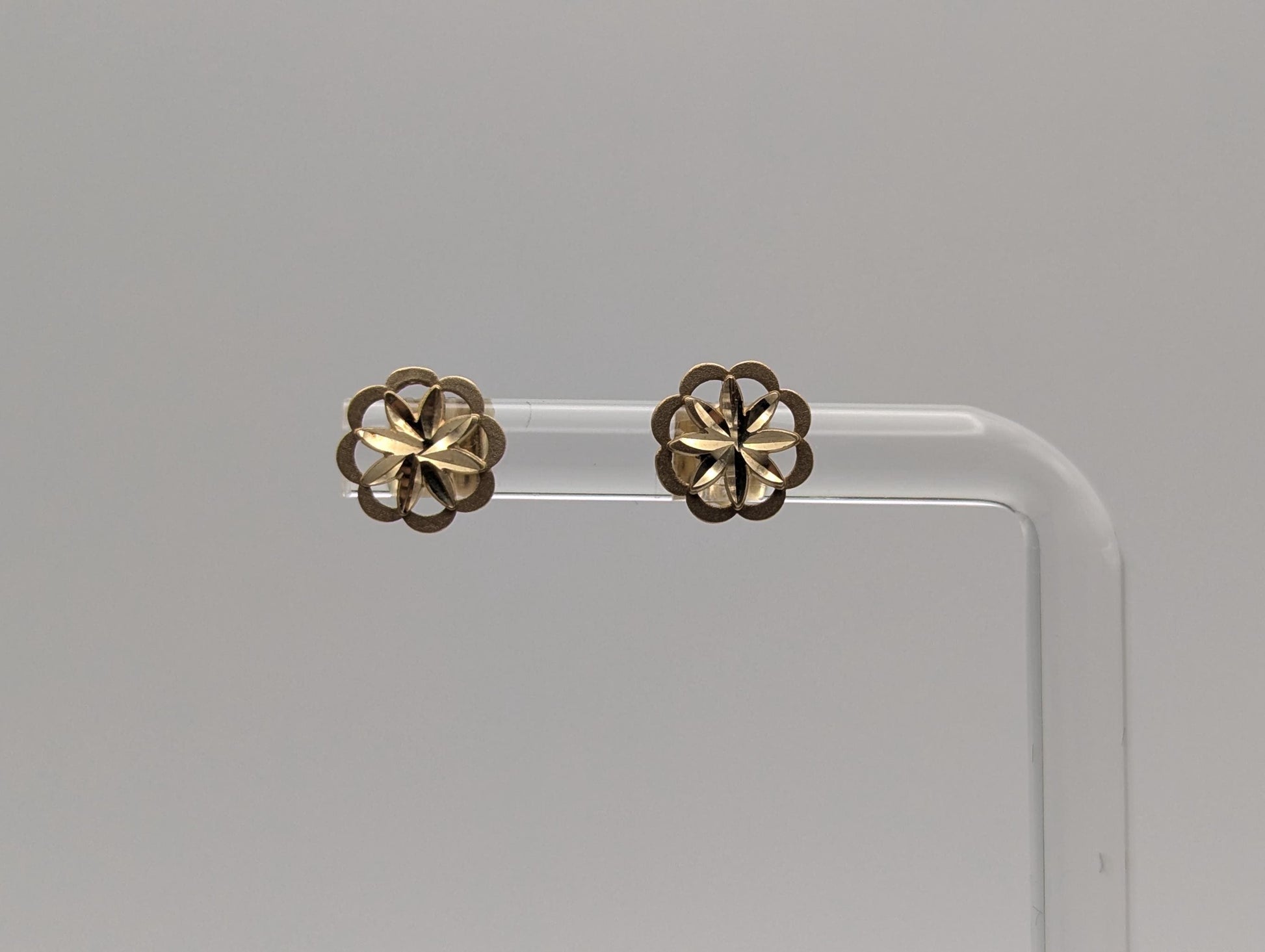 Dainty Whimsical Solid Gold 14K Yellow Gold Flower Stud Earrings