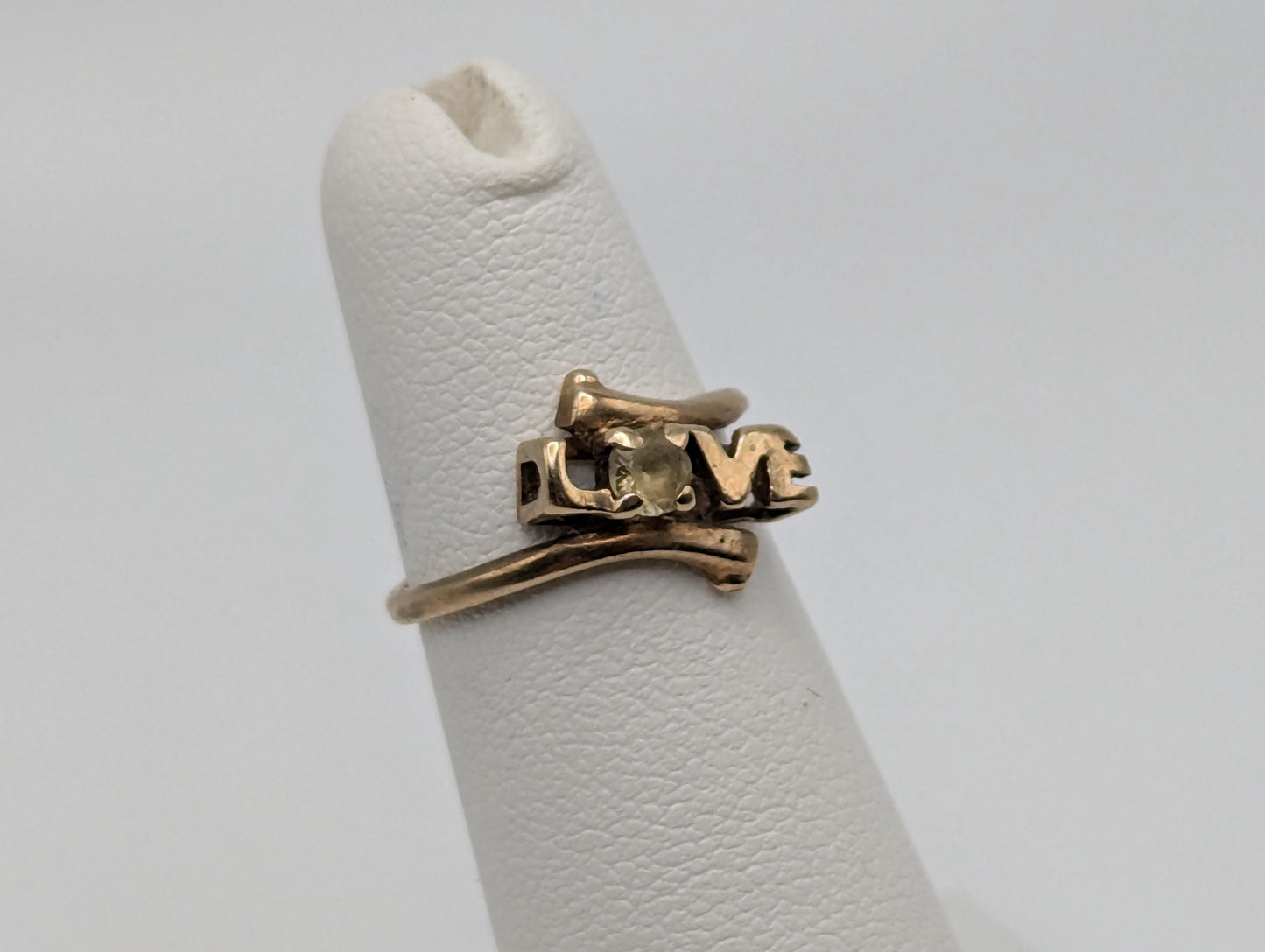 10k Yellow Gold Love Quartz Ring Promise Band Pinky Ring.